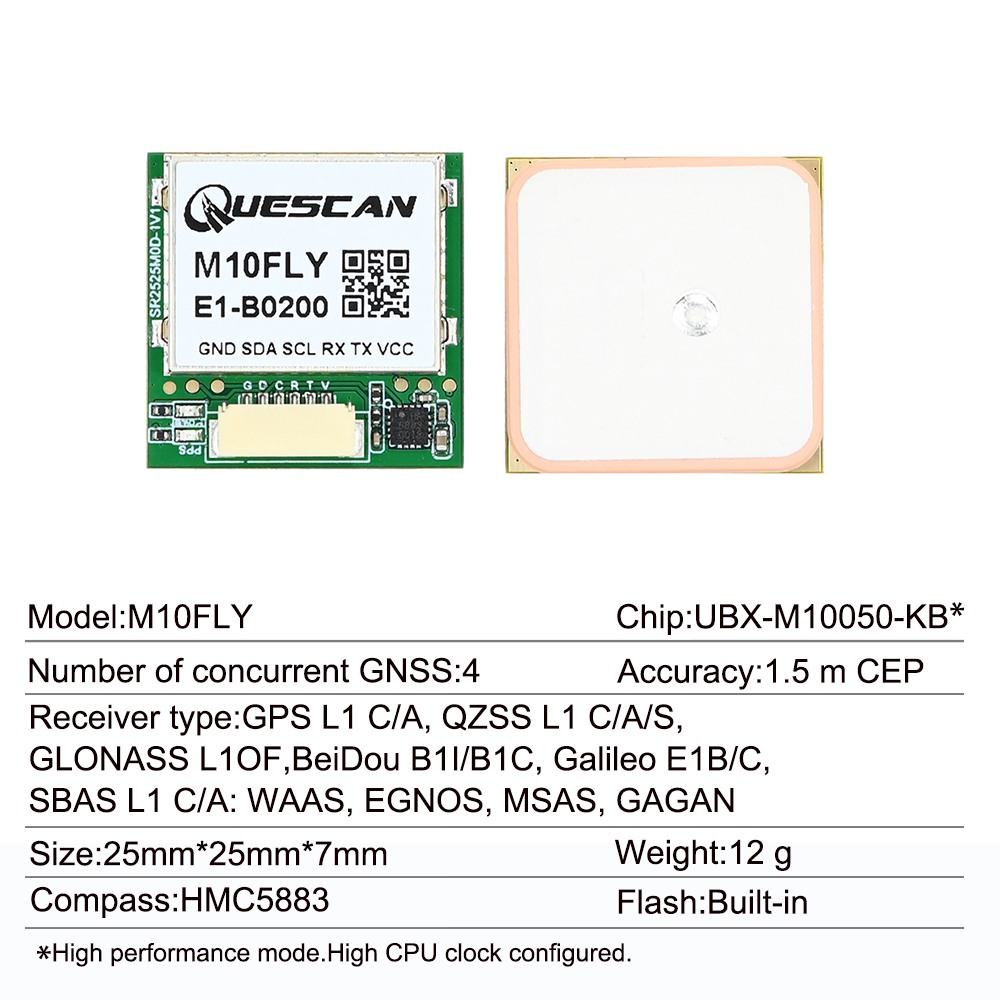 Quescan 25mm*25mm M10FLY 10Hz  - Gps Module Drone review and price