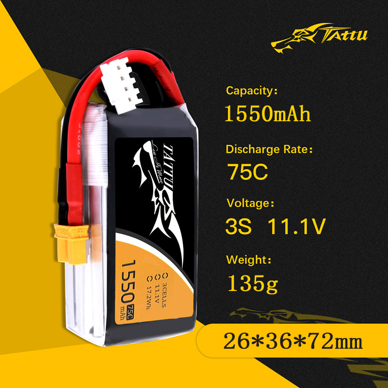 TATTU 3S 11.1V 1550mAh 75C LiP - Drone Rc Race review and price
